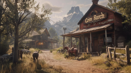 4. Spooky and atmospheric Cinematic image of  Grim Ranch 4. Spooky and atmospheric Cinematic image of  Grim Ranch