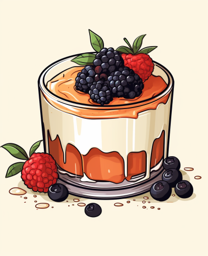 4. Tasty crème brûlée dessert with berries on top 4. Tasty crème brûlée dessert with berries on top