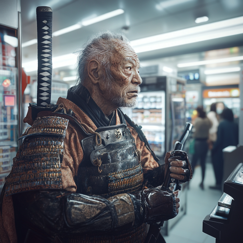 120-year-old samurai in modern confusion, lost in time. 120-year-old samurai in modern confusion, lost in time.