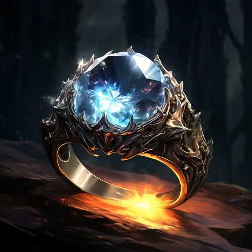 Dark Metal Ring with Water Magic Stone Stock Image Prompt 2Moons