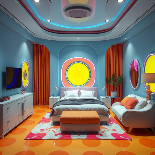 A Colorful, Modern Mansion Bedroom Show Set