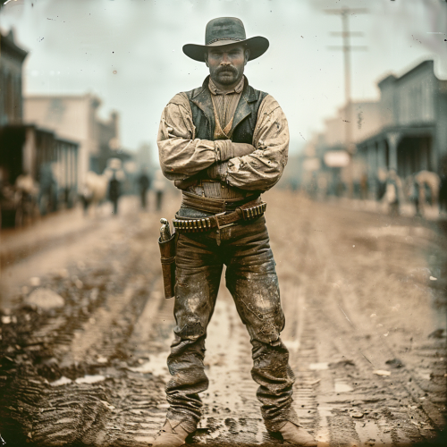 A Cowboy in Rainy Frontier Town, 1880s A Cowboy in Rainy Frontier Town, 1880s