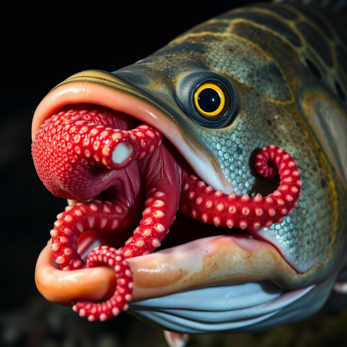 A Fish with an Octopus in its Mouth A Fish with an Octopus in its Mouth