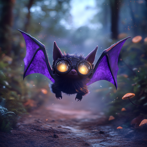 A Steampunk Bat's Flight in Enchanted Forest A Steampunk Bat's Flight in Enchanted Forest