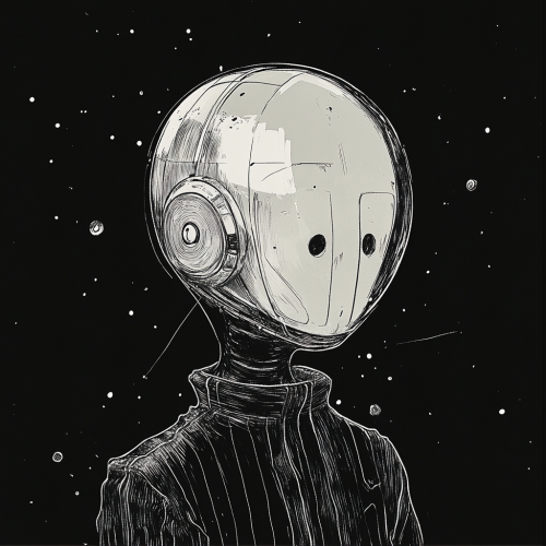 A Strong Droid in Retro Alien-Inspired Outfit A Strong Droid in Retro Alien-Inspired Outfit