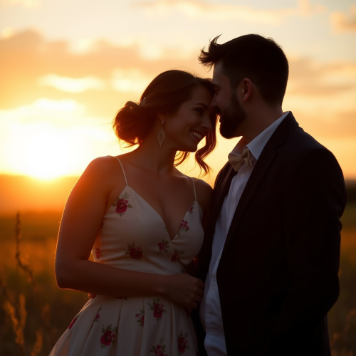 A Sweet Couple Enjoying the Sunset A Sweet Couple Enjoying the Sunset