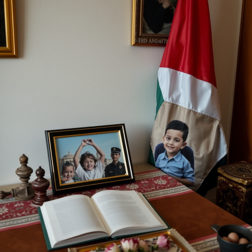 A Table, Picture, Palestinian Flag, Age, Childhood, Martyrdom A Table, Picture, Palestinian Flag, Age, Childhood, Martyrdom
