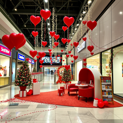 A Valentine's Day Decor Setup in Malls