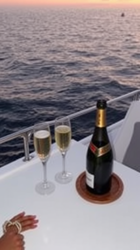 A Yacht Celebration at Sea with Champagne A Yacht Celebration at Sea with Champagne