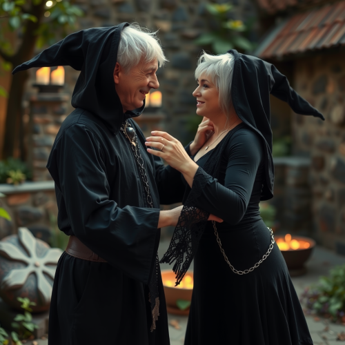 A Young Witch Man and Woman Dancing Lovingly A Young Witch Man and Woman Dancing Lovingly