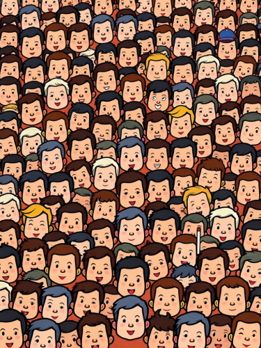 A cartoon with hundreds of small heads. A cartoon with hundreds of small heads.