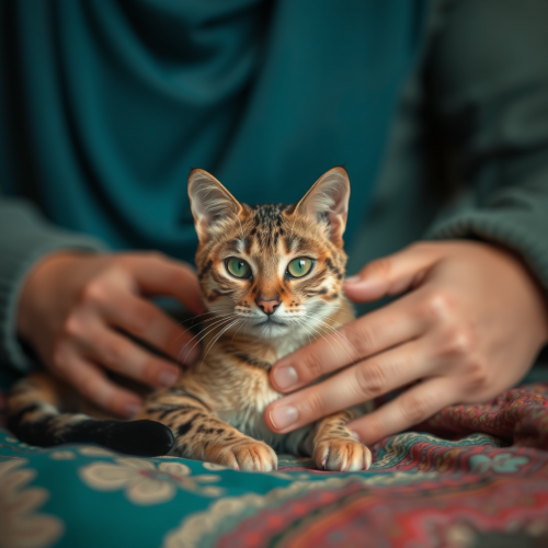 A cat and a human named Nader Afshar. A cat and a human named Nader Afshar.