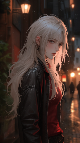 Albino Woman in Gothic Style, French Alley Night Albino Woman in Gothic Style, French Alley Night