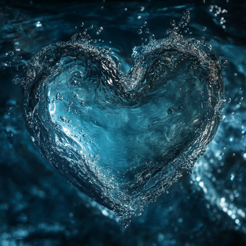 Album cover: heart of water with serene setting. Album cover: heart of water with serene setting.