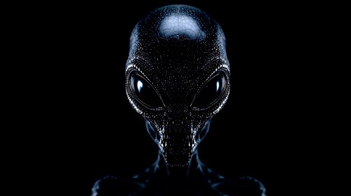 Alien on black background from the front. Alien on black background from the front.