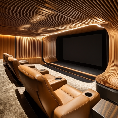 Alvar Aalto inspired home theater with contemporary detailing. Alvar Aalto inspired home theater with contemporary detailing.