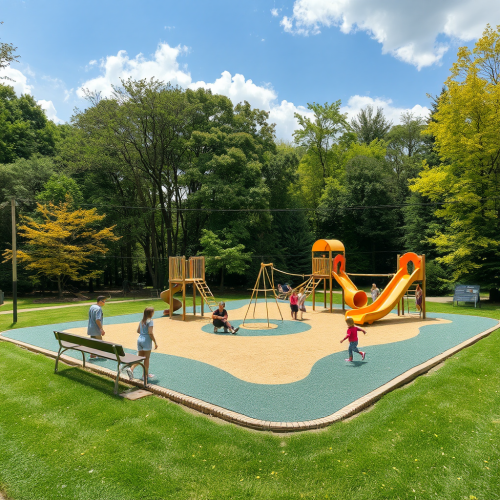An AI robot playing in a futuristic playground. An AI robot playing in a futuristic playground.