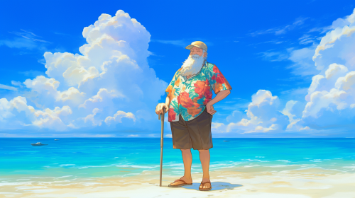 An Elderly Man on a Tropical Beach An Elderly Man on a Tropical Beach