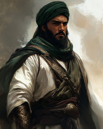 Ancient Islamic warrior in traditional robes and turban - AR 4:5 Ancient Islamic warrior in traditional robes and turban - AR 4:5