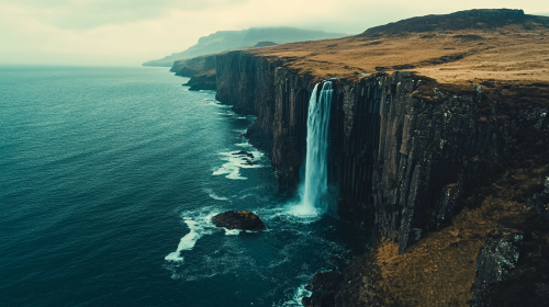 Awe-inspiring waterfall on Skye Island, shot with Canon EOS R5.