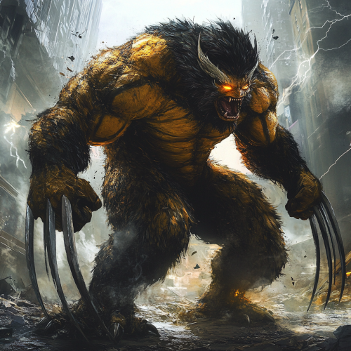 Bio-mutant hybrid creature with Wolverine and Godzilla features. Bio-mutant hybrid creature with Wolverine and Godzilla features.