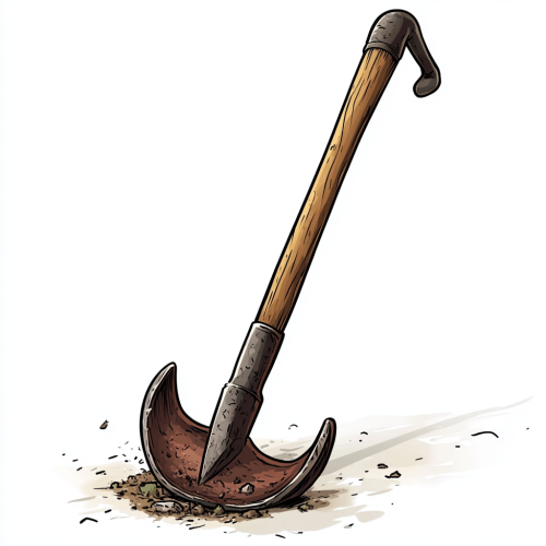 Cartoon image of small garden hoe with hook shape. Cartoon image of small garden hoe with hook shape.