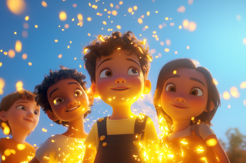 Children of different ethnicity glowing in golden light outdoors. Children of different ethnicity glowing in golden light outdoors.