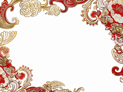 Chinese-style corner border design with intricate gold and red. Chinese-style corner border design with intricate gold and red.