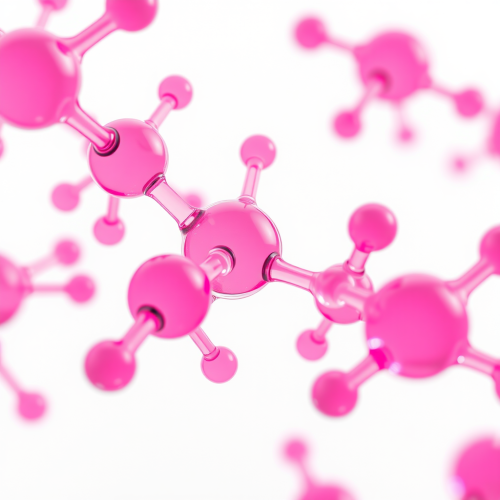 Close-Up of Pink Glass Molecules on White Close-Up of Pink Glass Molecules on White
