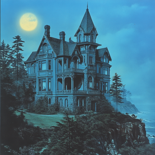 Cover of 1980s book featuring eerie Victorian manor. Cover of 1980s book featuring eerie Victorian manor.
