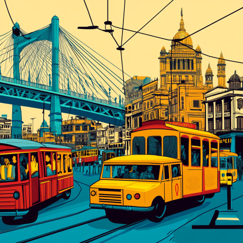 Create colorful artwork of Kolkata with iconic landmarks, culture.