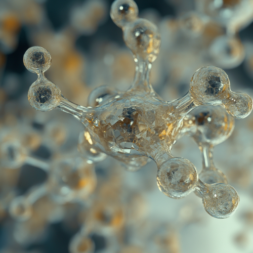 Create detailed close-up of allantoin molecule or crystal. Create detailed close-up of allantoin molecule or crystal.