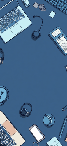 Digital Flat Lay: Navy Blue Tech Arrangement Digital Flat Lay: Navy Blue Tech Arrangement