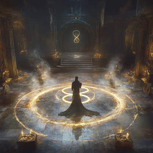Enchanting ritual scene in ancient chamber, mystical symbols, incantations. Enchanting ritual scene in ancient chamber, mystical symbols, incantations.