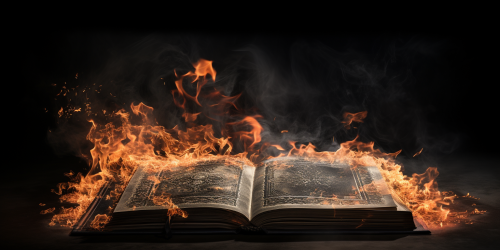 Fiery Flames Surround Old Silver-Embossed Black Book Fiery Flames Surround Old Silver-Embossed Black Book