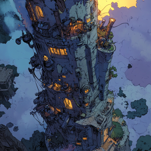 Giant tower made of different styles of architecture.