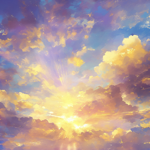 Heavenly Watercolor Sunset Scene With Golden Kingdom Heavenly Watercolor Sunset Scene With Golden Kingdom