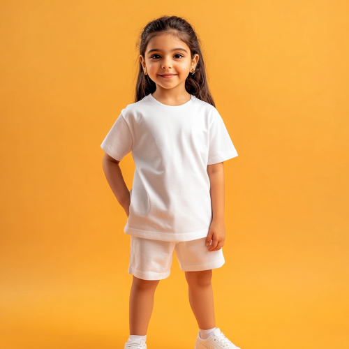 Indian girl in white outfit with smooth hair standing Indian girl in white outfit with smooth hair standing