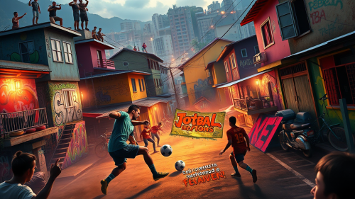 Intense Street Football Match in Brazilian Favela Intense Street Football Match in Brazilian Favela
