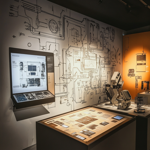 Interactive AI Exhibit with Old & Modern Tech Display Interactive AI Exhibit with Old & Modern Tech Display