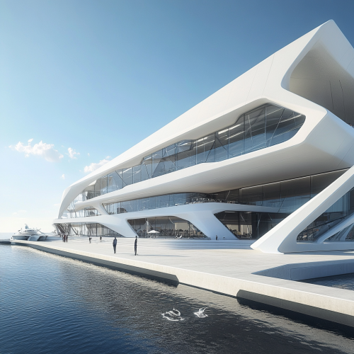 Large geometric sailing club with open spaces for socializing. Large geometric sailing club with open spaces for socializing.