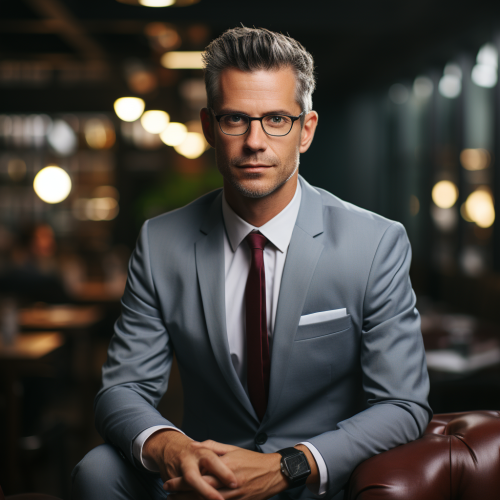 Lawyer specializing in healthcare and contract law, cinematic aesthetic.