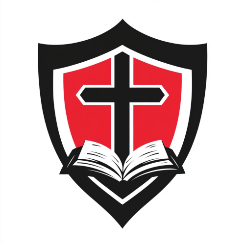 Logo for Christian Airsoft group with Cross on shield.