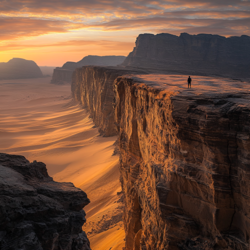 Lone traveler in awe at breathtaking sunset in Riyadh. Lone traveler in awe at breathtaking sunset in Riyadh.
