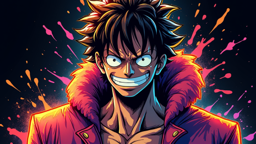 Luffy's Neon Gear 5 on Black Background Luffy's Neon Gear 5 on Black Background