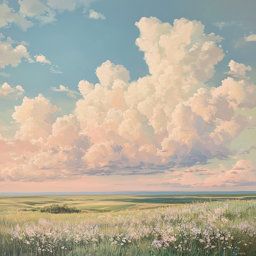 Magical Field at Dusk in Ghibli Style Magical Field at Dusk in Ghibli Style