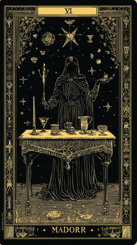 Magician card with magical tools, rich textures, symbols. Magician card with magical tools, rich textures, symbols.