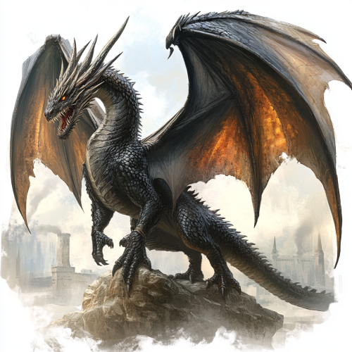 Massive Dragons with Powerful Wings and Fiery Breath Massive Dragons with Powerful Wings and Fiery Breath
