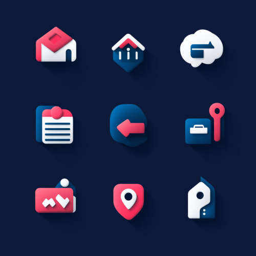 Minimalist highlight icons on Instagram in blue, white, red.