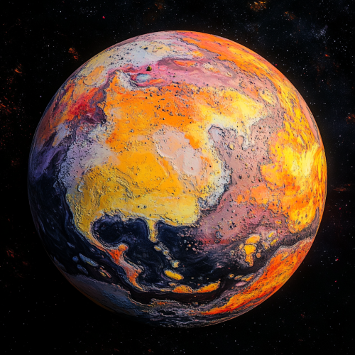 Multicolored Continents on Orange New Planet Multicolored Continents on Orange New Planet